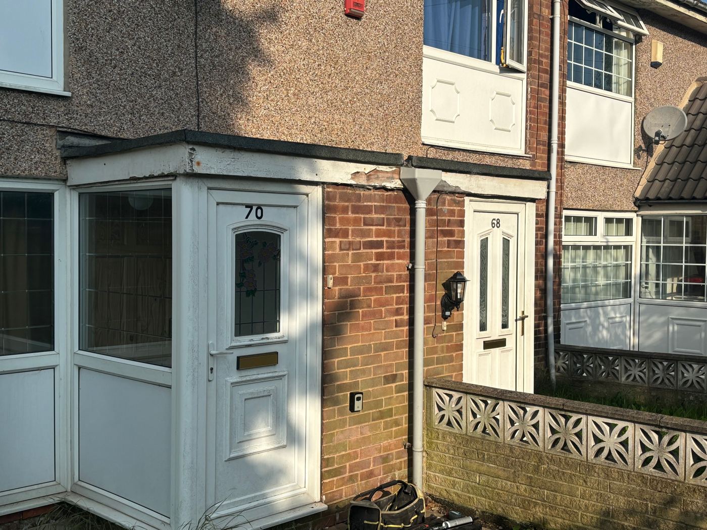 New white fascias, soffits and porch canopy